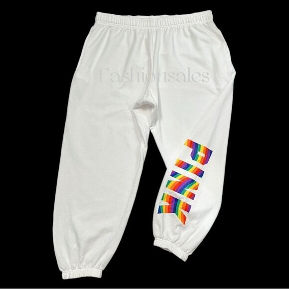Victorias Secret Pink SET Perfect Hoodie Full Zip & Campus Pants Rainbow Logo XL - Picture 3 of 10